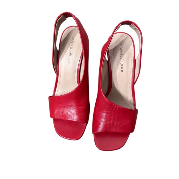 Donald J.Pliner Ella Red Leather Women's Slingback High Heels.Red Leather Shoes - Picture 12 of 16
